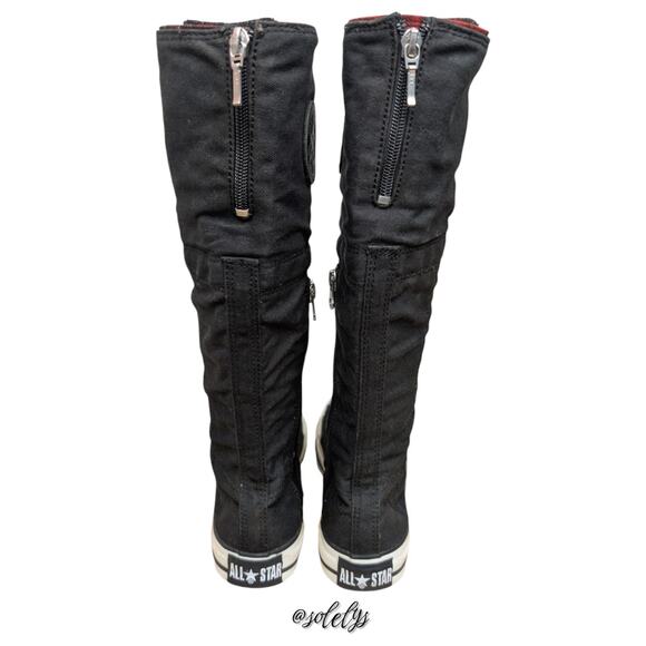 Converse RARE 2007 Japan All Star XXHI Knee High Black Red Plaid Foldover M5/W7 - Picture 3 of 16